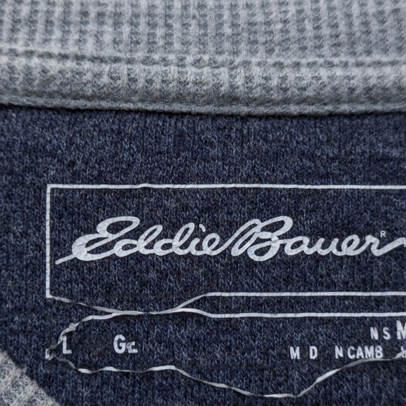 Eddie Bauer Waffle Textured Long Sleeve Gray Sleepwear Shirt Men’s Medium - Picture 8 of 13